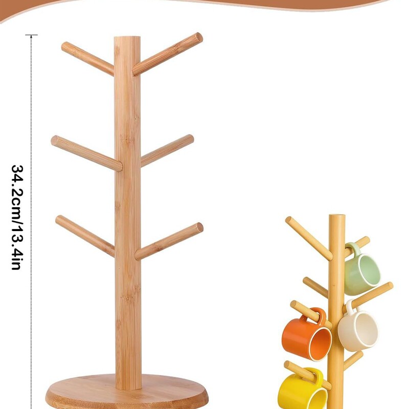 Bamboo cup holder is a multifunctional coffee cup organizer, a compact stand that is perfect for small kitchens and coffee areas Bamboo cup holder is a multifunctional coffee cup organizer, a compact stand that is perfect for small kitchens and coffee areas