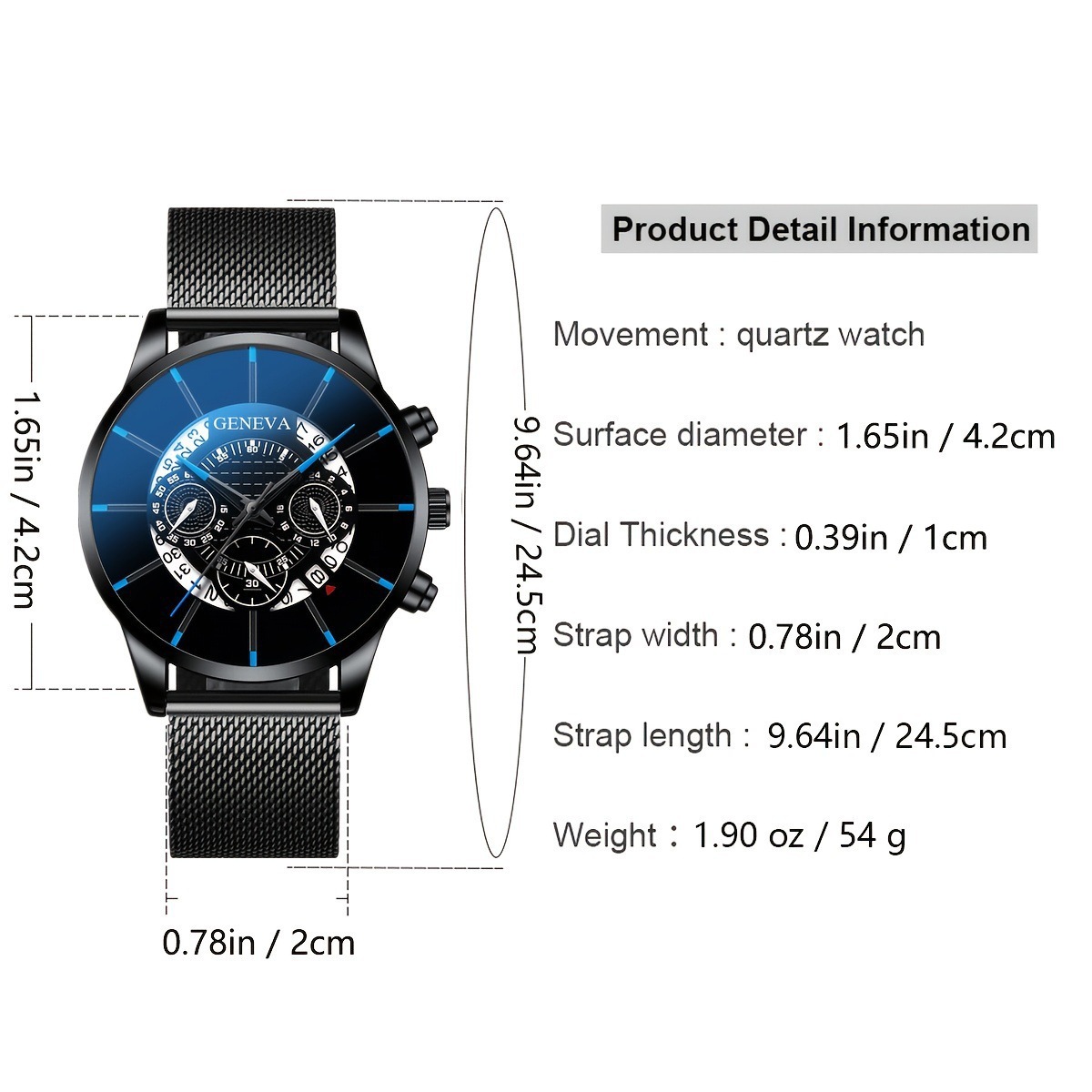 Orologio da uomo popolare di vendita calda con cinturino in maglia con calendario, orologio da polso al quarzo a tre occhi, elegante e di alta qualità_voghion.com