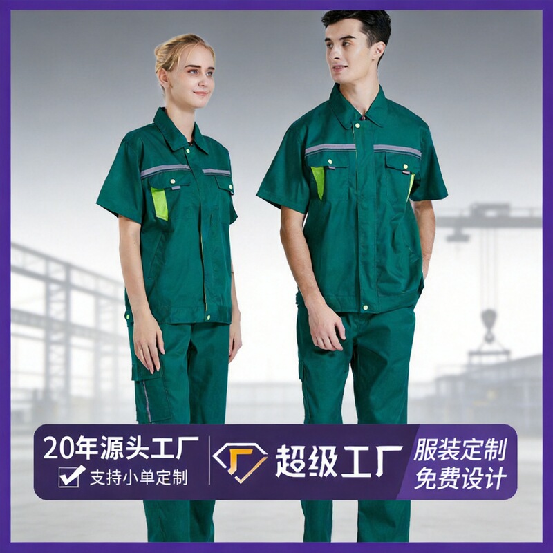 Foreign Trade Sanitation Work Clothes Short-Sleeved Workwear Summer Landscaping Highway Maintenance Work Clothes Suit Men's Custom-Made