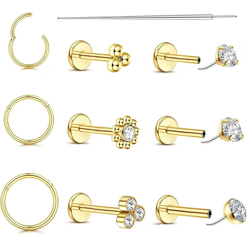 16G labret stud size and finish detail