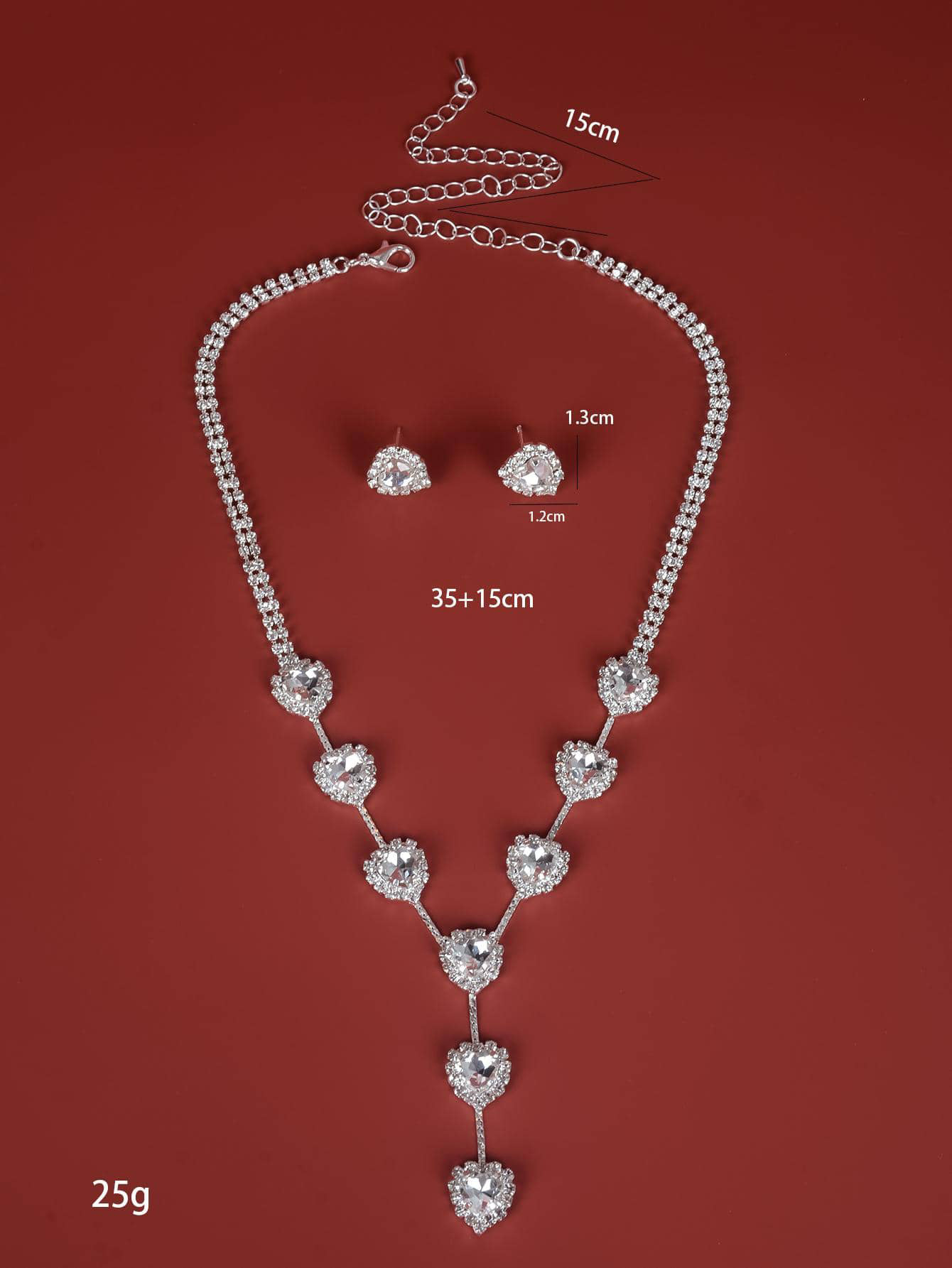 Heart Shape Pattern Women'S Gender Rhinestone Heart Shape Earrings Necklace