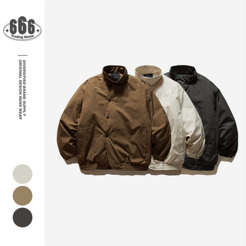 ORIGTEEN日系复古街头潮流立领棉服冬季外套男宽松廓形棉衣MY9011|undefined