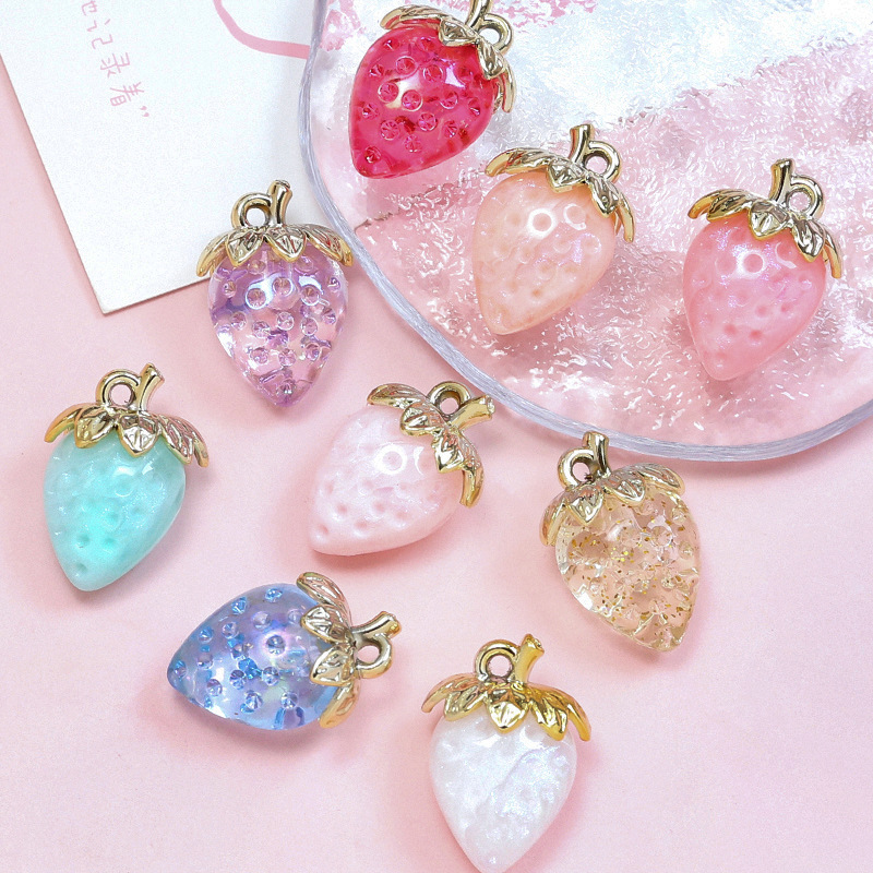 5g Weight Pendant Jewelry Making Type DIY Jewelry Accessories Classification 1 Piece Quantity Artificial Crystal Material Strawberry Pattern Sweet Style 1 Piece Arylic Artificial Crystal Strawberry Pendant 2