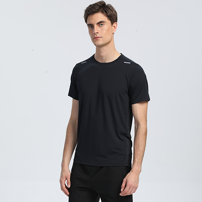 Camiseta deportiva de ocio al aire libre para hombres de verano ropa de secado rápido manga corta suelta más tamaño transpirable seda de hielo media manga en stock impreso B
