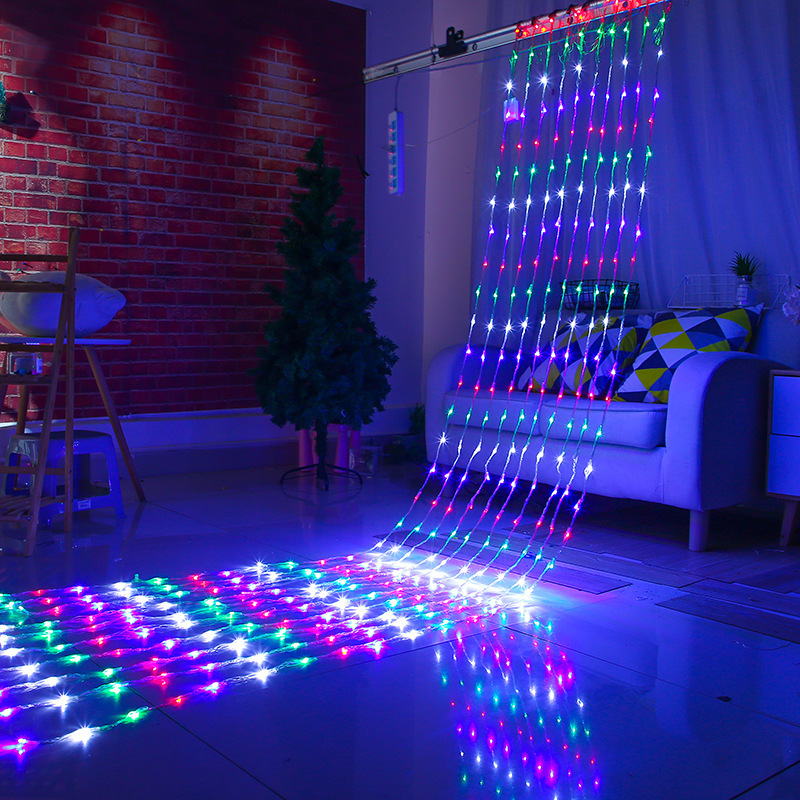 LED流水カーテンライト祝日装飾結婚祝いの部屋にロマンチックなイルミネーションを配置します。|undefined