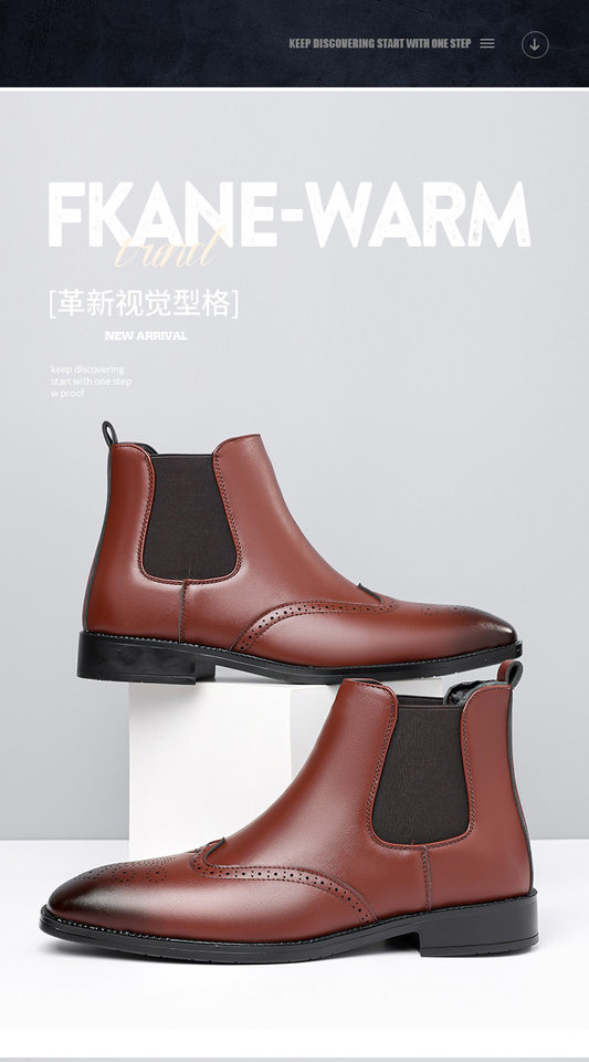 Giày bốt Martin nam cổ cao da PU , gót thấp 1–3 cm — Da nâu, Da đen chi tiết 3