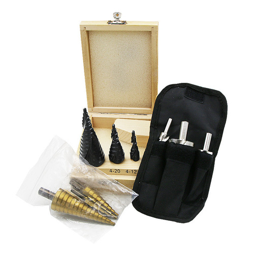 4241 Iron-Aluminum Plate Wood Plastic Hole Punch Expanding Drill Pyramid Drill Bit Triangle Handle Step Drill Step Drill