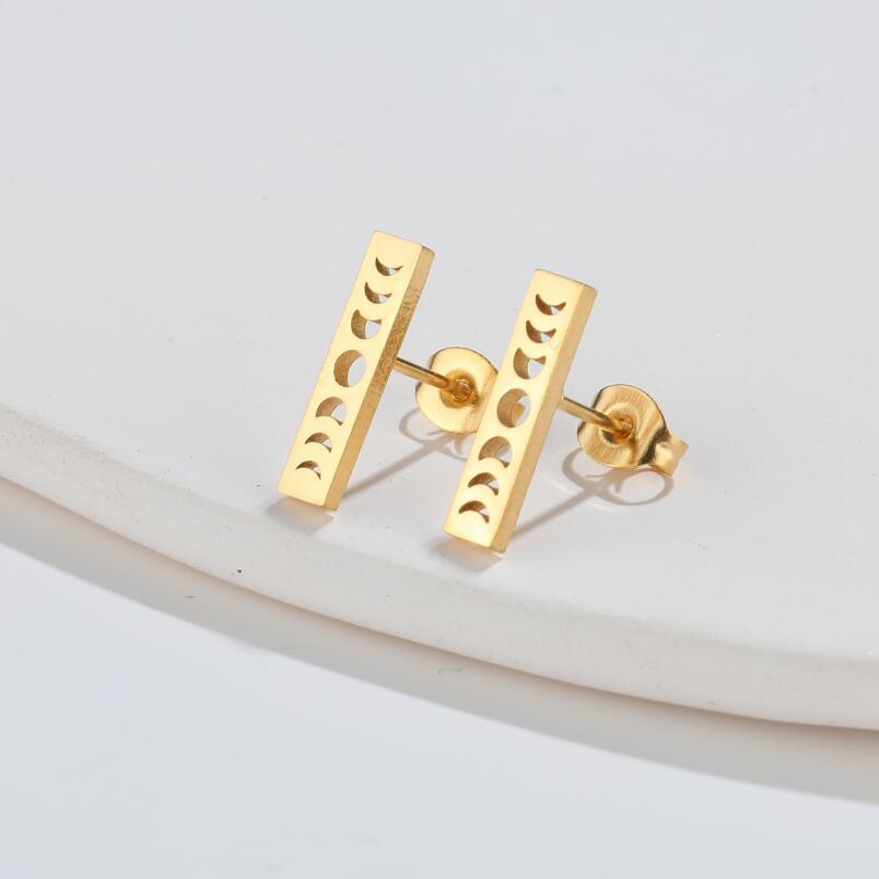 Fashion Sun Moon Titanium Steel Ear Studs Plating No Inlaid Stainless Steel Earrings