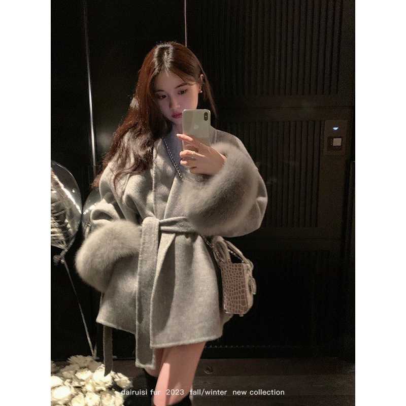 Double-sided cashmere short detachable woolen woolen coat