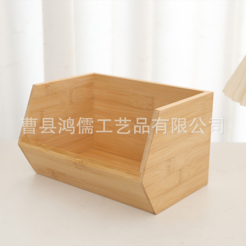 Caja de almacenamiento de madera moderna simple sin cubierta caja de escritorio doméstica caja de acabado de artículos de bambú y madera bocadillos cosméticos caja de madera