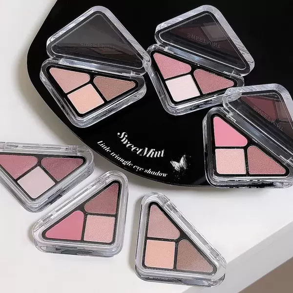 sweetmint small triangle eye shadow matte pearl broken flash earth color light makeup plate multi-use portable eye shadow plate