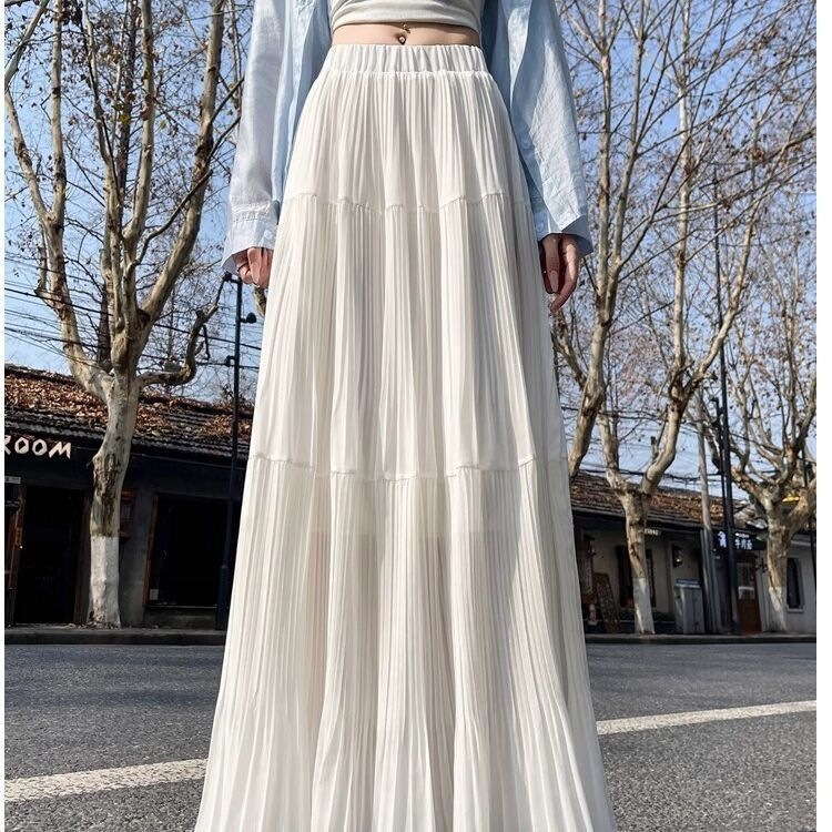 Purple Pleated Skirt for Women 2026 Spring/Summer New High-Waisted Slimming Hip-Covering Large Hem Pleated Long Skirt Purple Pleated Skirt for Women 2026 Spring/Summer New High-Waisted Slimming Hip-Covering Large Hem Pleated Long Skirt