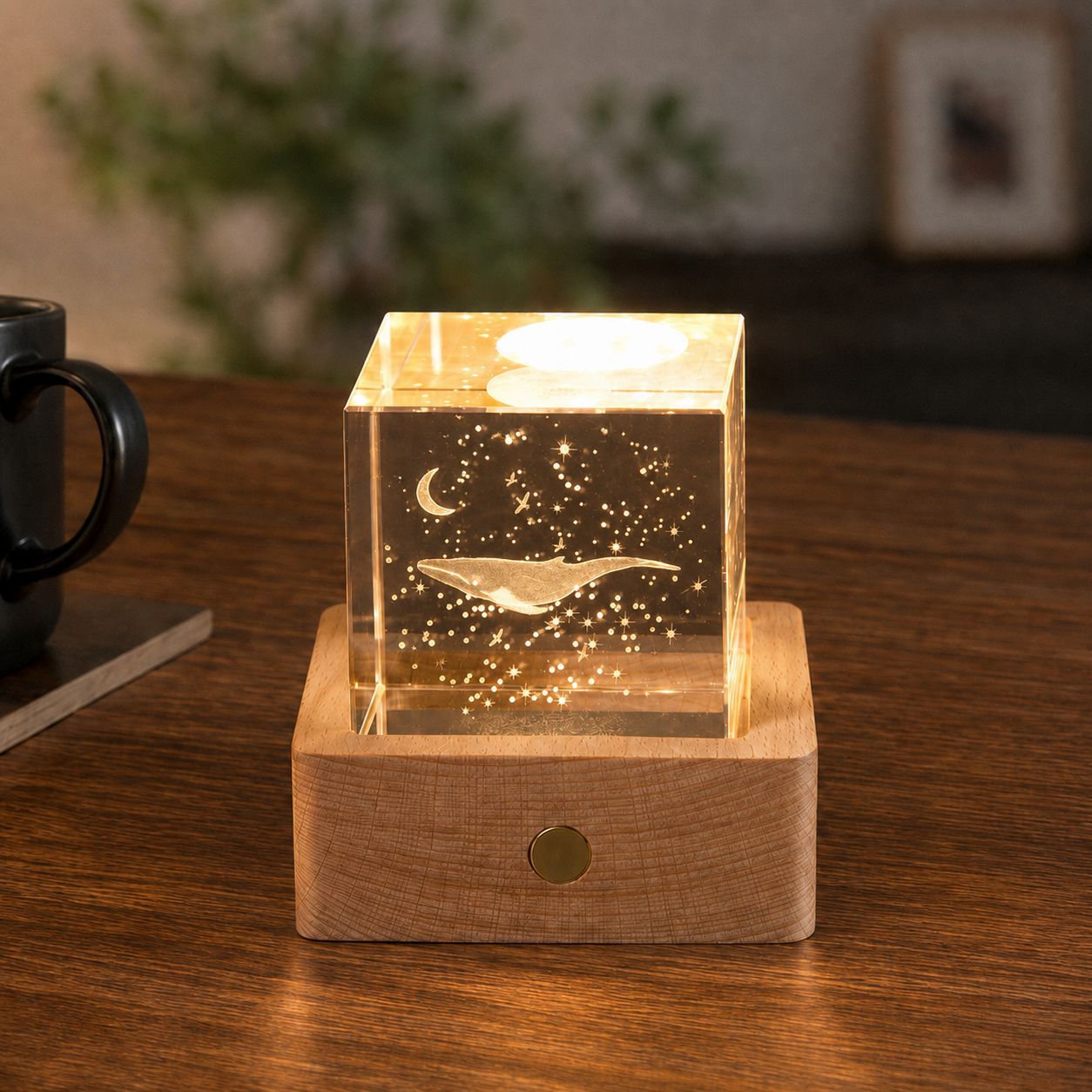 Lámpara de Noche de Cristal con Forma de Nube, Cubo Pequeño de Cristal, Adorno Creativo para Escritorio, Lámpara de Noche, Árbol de Cristal, Regalo para Niña, Transfronterizo