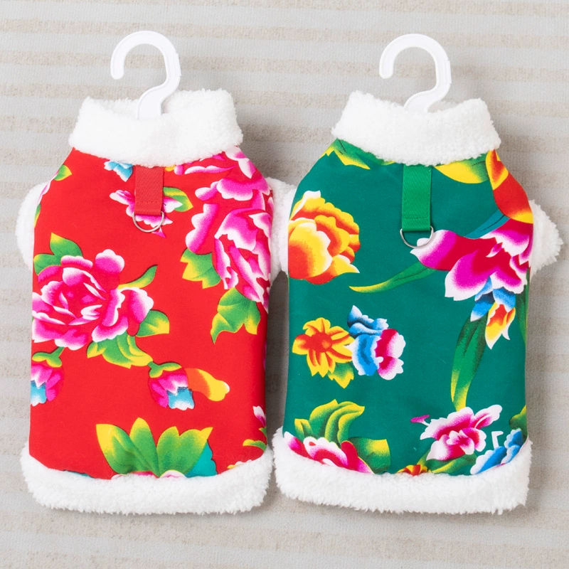 Кошка Тан костюм собаки одежда северо-восточная цветочная куртка Теди Бомей Ки Новый год праздничный костюм щенка