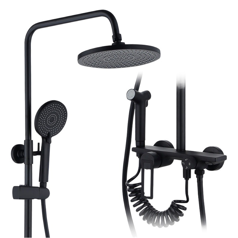 Nuevo conjunto de ducha de cuatro niveles negro rocío de rociadores de alta presión de agua bajo la pistola de pulverización de alta presión