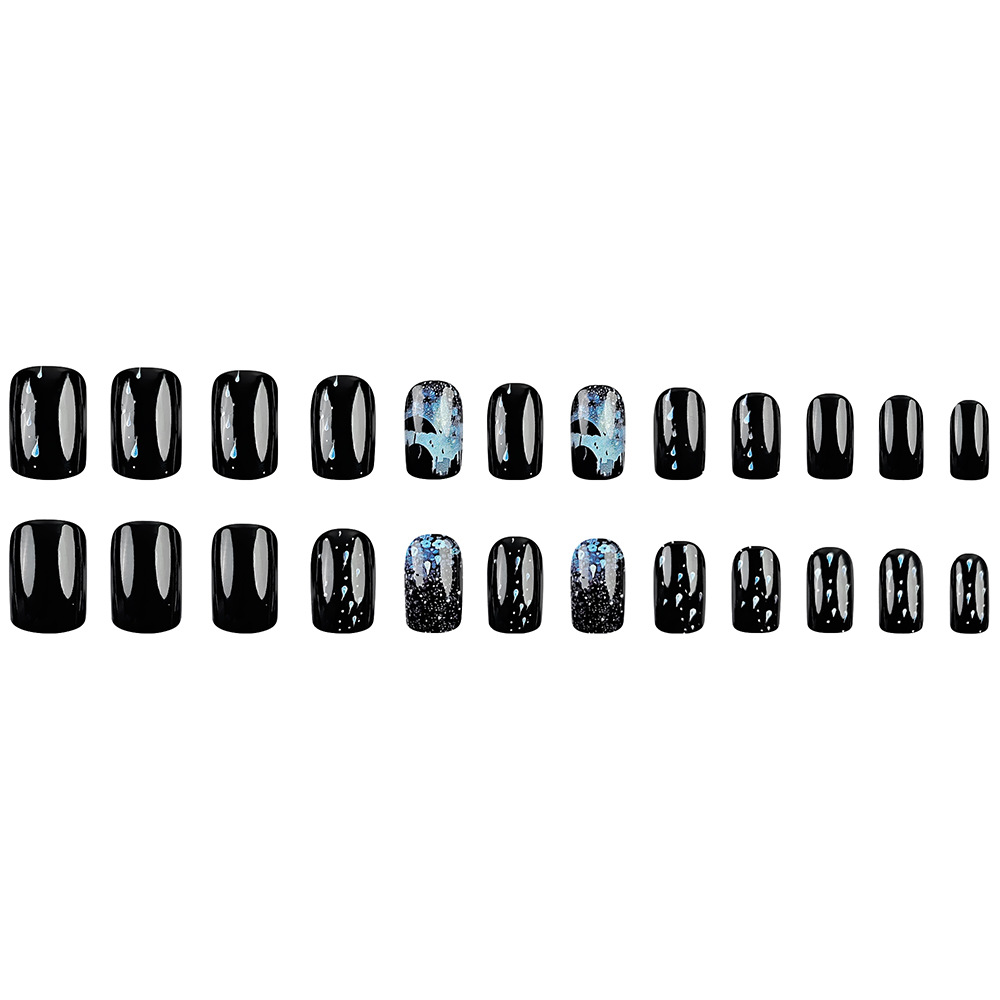 Noche lluviosa fortaleza de manicuras largas simple parche de uñas de color blanco gradiente Europa y América venta caliente estrella desgaste de uñas image 6