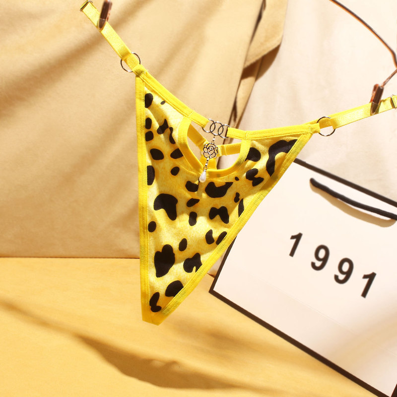 Fashionable Leopard Print Thin Strap Metal Pendant Adjustable Thong Women's Sexy Hollow-Out Ice Silk T-Pants 8160 Fashionable Leopard Print Thin Strap Metal Pendant Adjustable Thong Women's Sexy Hollow-Out Ice Silk T-Pants 8160