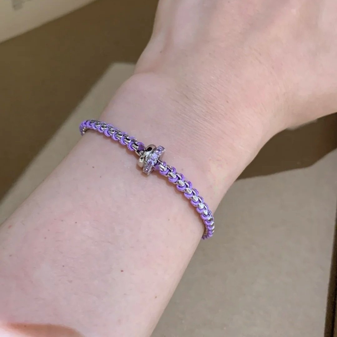 Cuerdas de color trenzadas zircon pulsera redonda geométrica ligera de lujo nicho pulsera personalidad temperamento simple joyas al por mayor