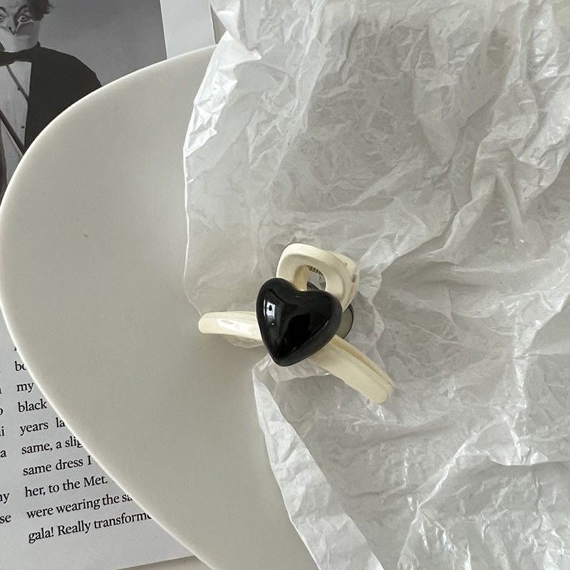 Clip per capelli semplice in bianco e nero con mini piccola a forma di fiocco dolce e carino, con becco d'anatra, accessori per capelli semplici e coordinati_voghion.com