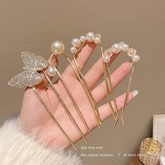 2023 New Pearl U-shaped Hair Pin for Women, Hair Insert Comb Hair Clip, Hair Fixing Tool, High-end Hairpin, Hairpin Head Accessory