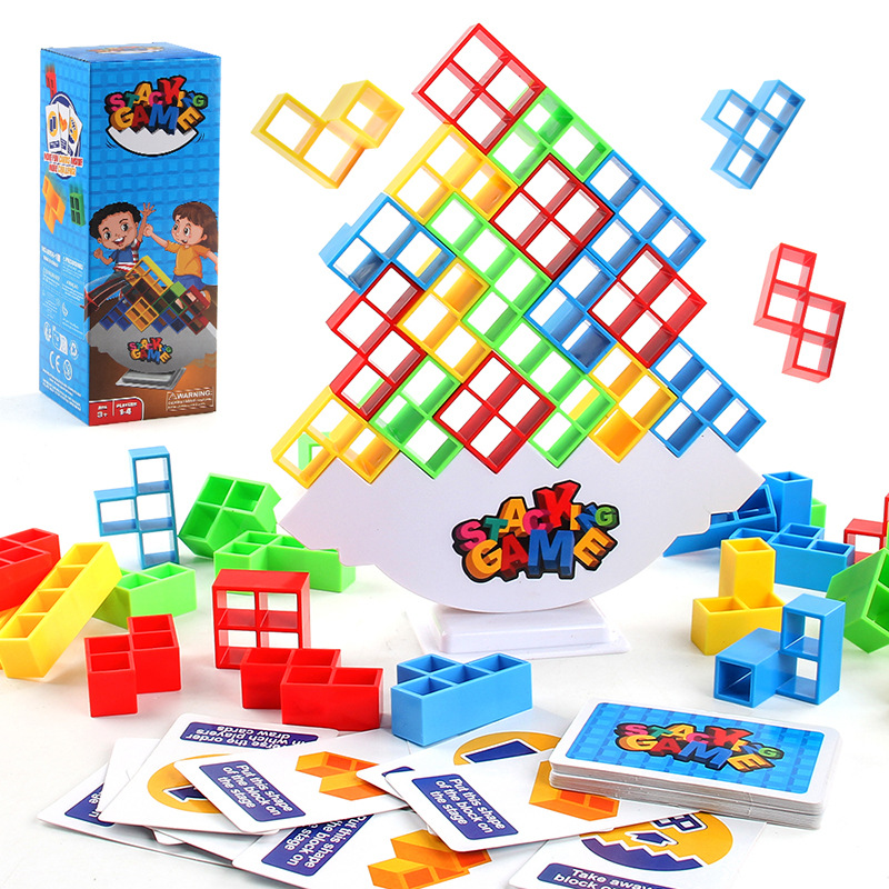 Educación para niños Educación temprana Jenga bloques de construcción de equilibrio Ruso Jenga música mecedora juego de mesa interactivo entre padres e hijos Juguetes