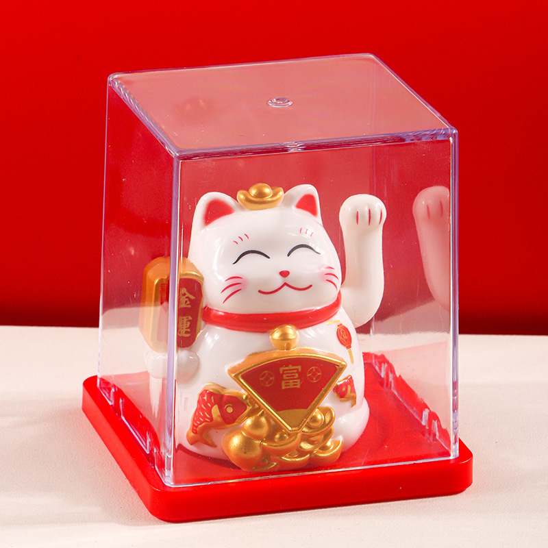 国境を越えた全国トレンドソーラー 2inch ミニ招き猫自動手振り縁起の良い家庭用車の中央制御装飾品ギフト|undefined