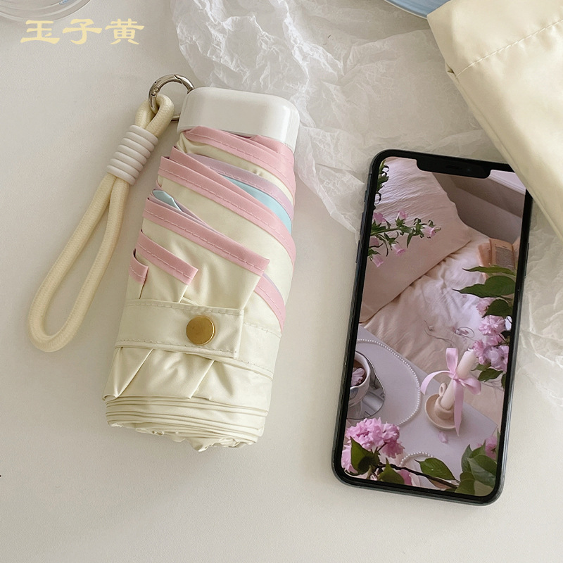 見栄えの良い、超軽量でコンパクトな 40% off ミニ日傘、晴雨兼用、女性用ポータブルダブルカラーグル日焼け止め UV|undefined