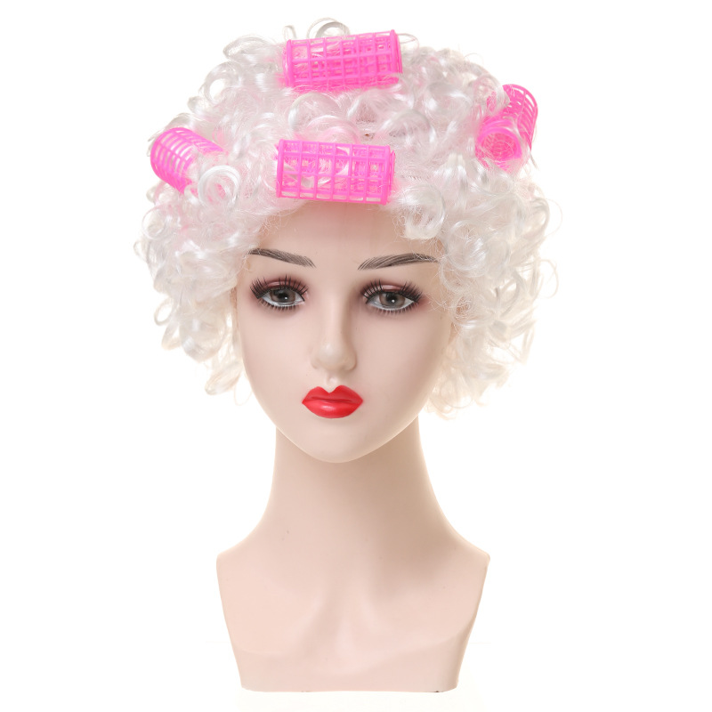 Amazon escuela 100 días gris abuelo peluca abuela peluca carta dama estilo vieja dama peluca