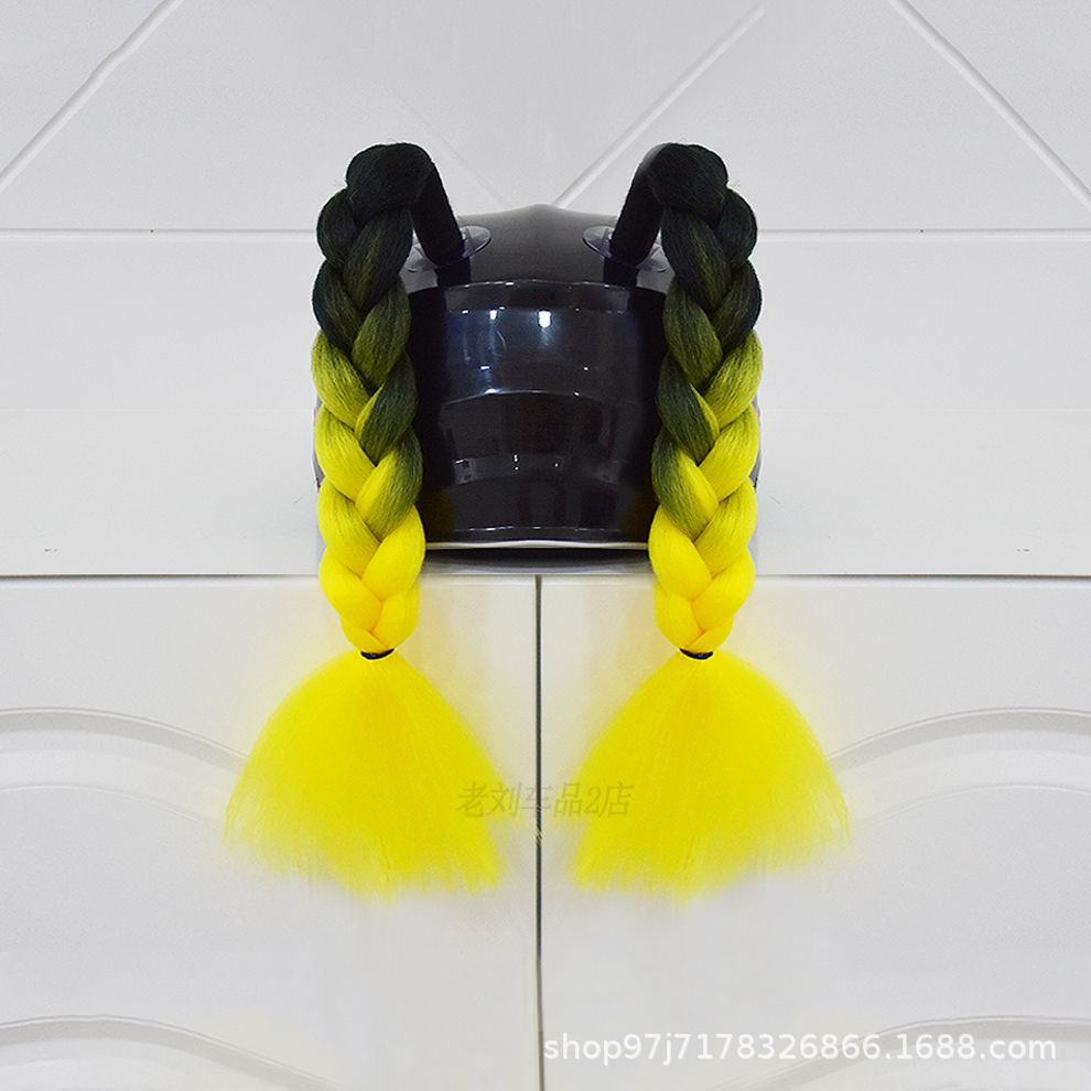 Motuoche – Auto Parts and Accessories Full Helmet Takeaway - black-and-yellow-short-braids-pair