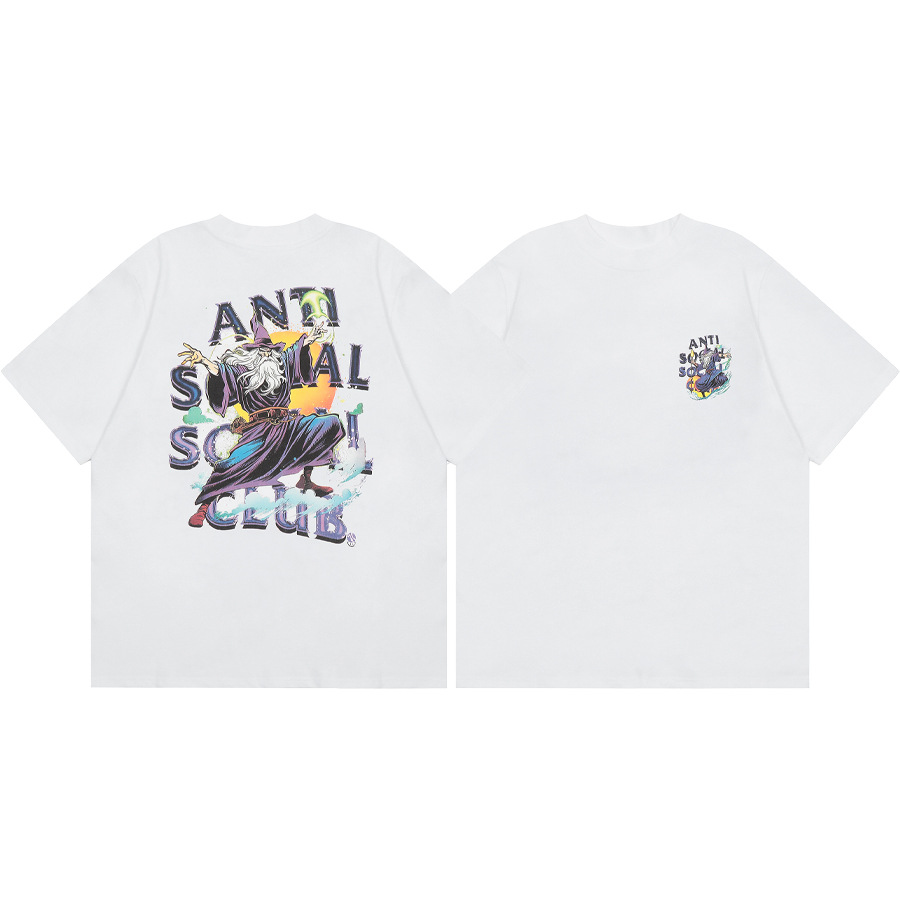 Versión correcta ASSC Club de dibujos animados relámpago impresión conjunta cuello redondo de los hombres Jersey pareja manga corta Camiseta moda