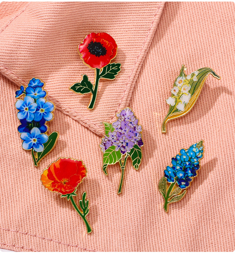 Flower Pattern Elegant Lady Pin Flower Alloy Enamel Unisex Brooches