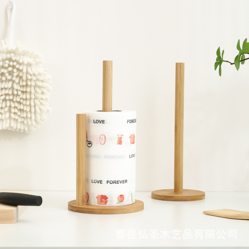 En stock de bambú titular de pañuelos de cocina restaurante vertical de madera rollo de papel de almacenamiento de plástico estante perezoso trapo titular