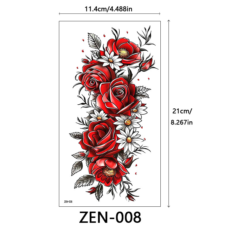 新品跨境 ZEN小全臂纹身贴半臂纹身贴动物花朵万圣节纹身贴tattoo|undefined