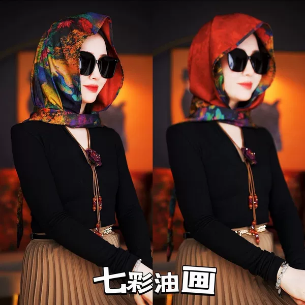Soho Rib Satin Ribbon Hat Multifunctional Snail Double-Sided Double-Wearing Turban Hat Travel Silk Scarf Hat Texted Elegant
