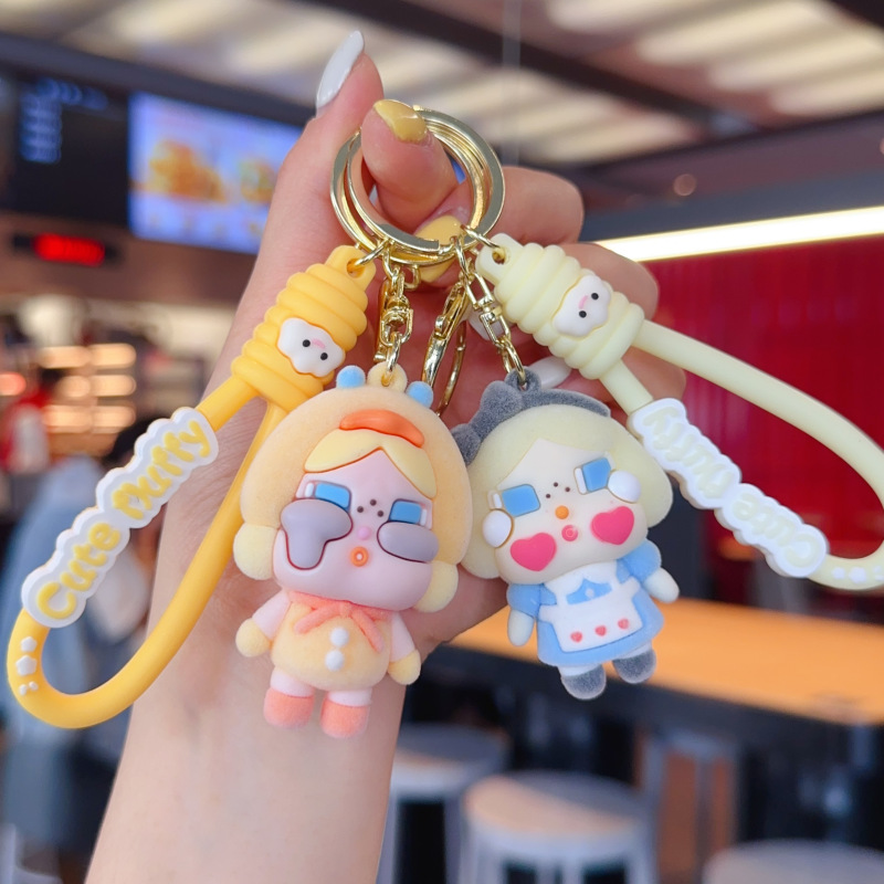Cute Cartoon Creative Flocking Crying Cute Doll Trendy Toy Ornaments School Bag Pendant Key Chain Gift Wholesale