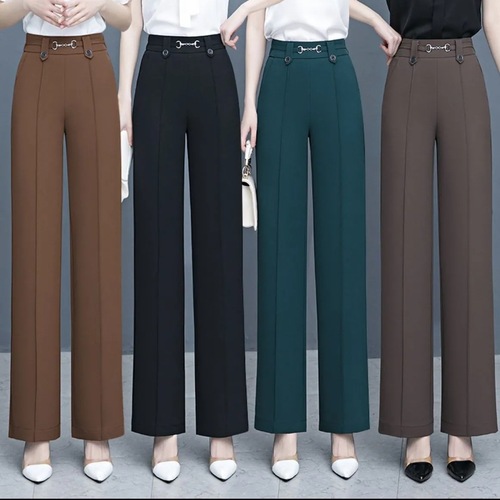 High-waisted drape straight-leg pants for elegant women, 2025 spring thin version, wide-leg pants for middle-aged and elderly mothers