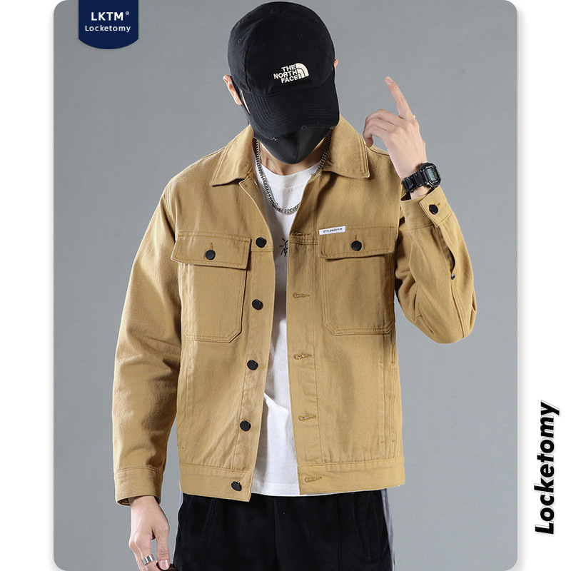 LKTM ropa de hombre # Denim abrigo de los hombres 2023 otoño e invierno nuevo estilo coreano de moda slim fit todo partido estiramiento chaqueta casual