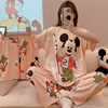 Summer cartoon pijama, shorts, trousers, set, with short sleeve, 3 piece set