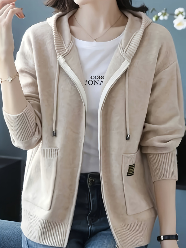 高级感连帽毛衣外套女宽松拉链针织开衫秋季女装带帽卫衣春秋外搭|undefined