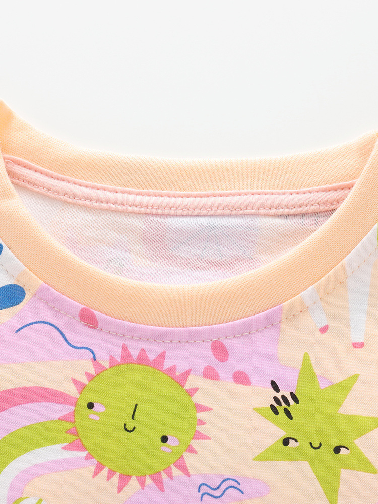 Malwee transfronterizo niñas dos piezas de verano nuevo lindo niño pequeño conjunto de cuello redondo pijamas de niños europeos y estadounidenses