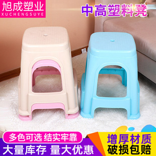 Household Plastic Stool Thickened Adult Stool Adult Dining Table Living Room Simple Fashionable Multi-color Four Corner Plastic Stool