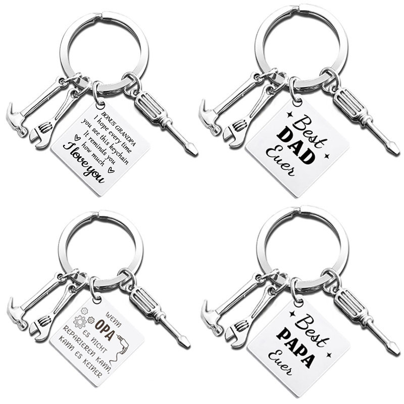 European and American Cross-Border Father's Day Gifts Can Be DIY Engraved Mini Hammer Screwdriver Tool Keychain Wholesale Manufacturer