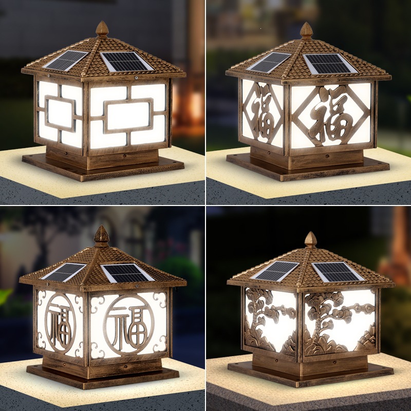 Solar Column Head Lamp, Garden Courtyard Lamp, Villa Wall Lamp, Household Door Lamp, Outdoor Waterproof Door Pillar Lamp