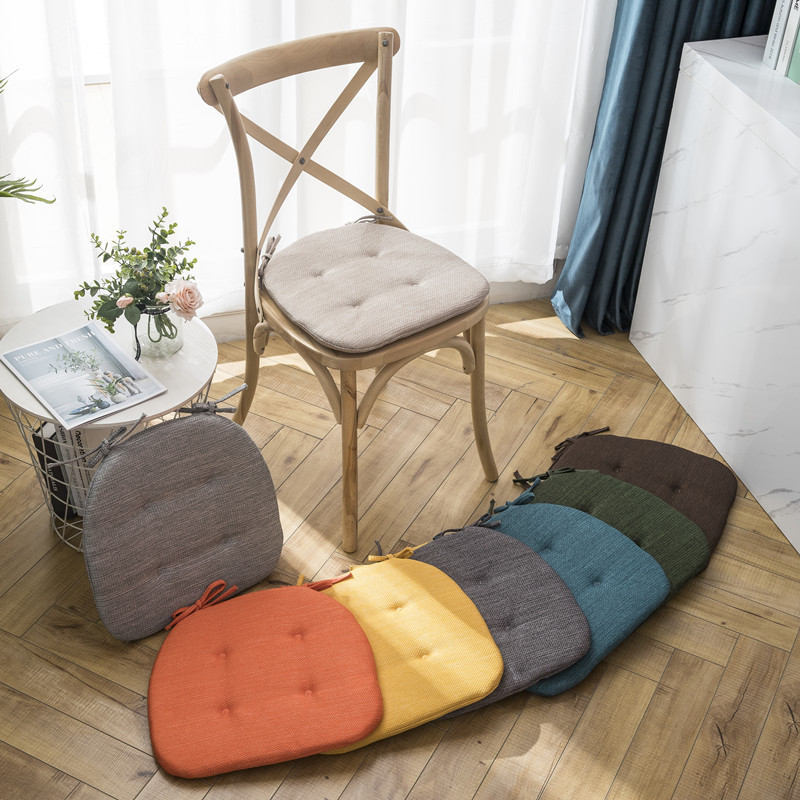 Four Seasons Fabric Four-Nail Non-Slip Chair Cushion ins Nordic Solid Color Cushion Student Classroom Living Room Chair Seasonal Breathable Cushion