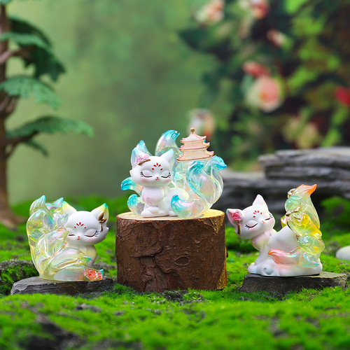 Creative mythical beast, ancient style, national trend, new style, Tushan nine-tailed fox, third style, fashionable play, office desk decoration, decoration, gift