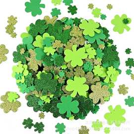 500片St. Patrick'sDay圣帕特里克节泡沫贴纸自粘绿树叶形状贴纸