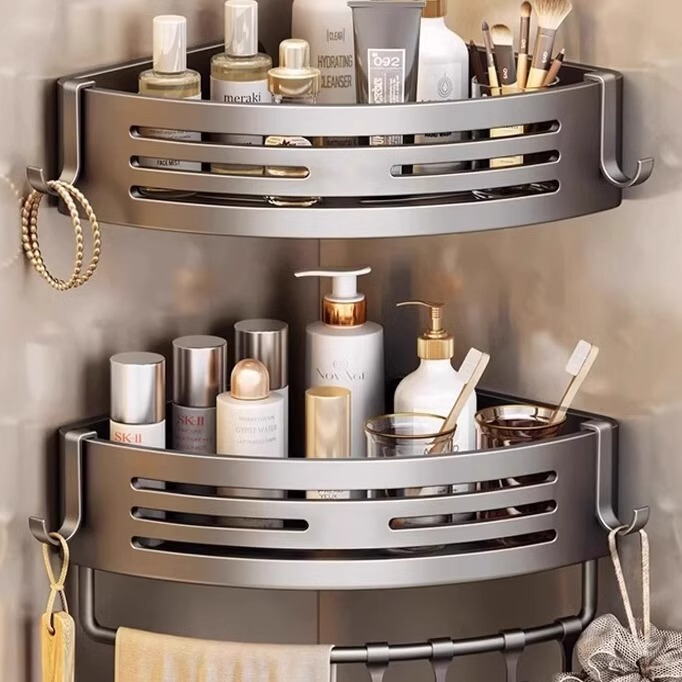 Toilet Bathroom Triangle Rack Non-perforated Space Aluminum Toilet Shower Room Wall-mounted Corner Rack Storage Rack Toilet Bathroom Triangle Rack Non-perforated Space Aluminum Toilet Shower Room Wall-mounted Corner Rack Storage Rack