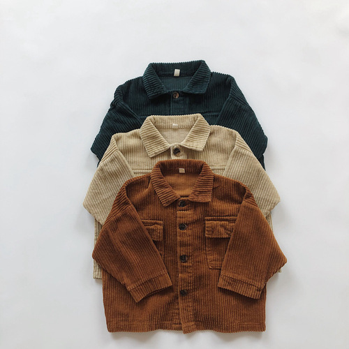 ins new autumn clothing Korean style boys and girls baby corduroy workwear top cardigan simple literary corduroy jacket