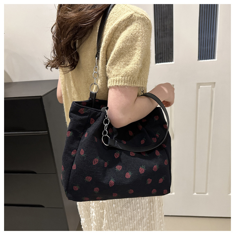Umhängetasche mit großem Fassungsvermögen für Reisen, Cord-Handtasche, vielseitige Schultertasche, Damen-Einkaufstasche, Pendler-Notebook-Schultasche, neu – Detail 11