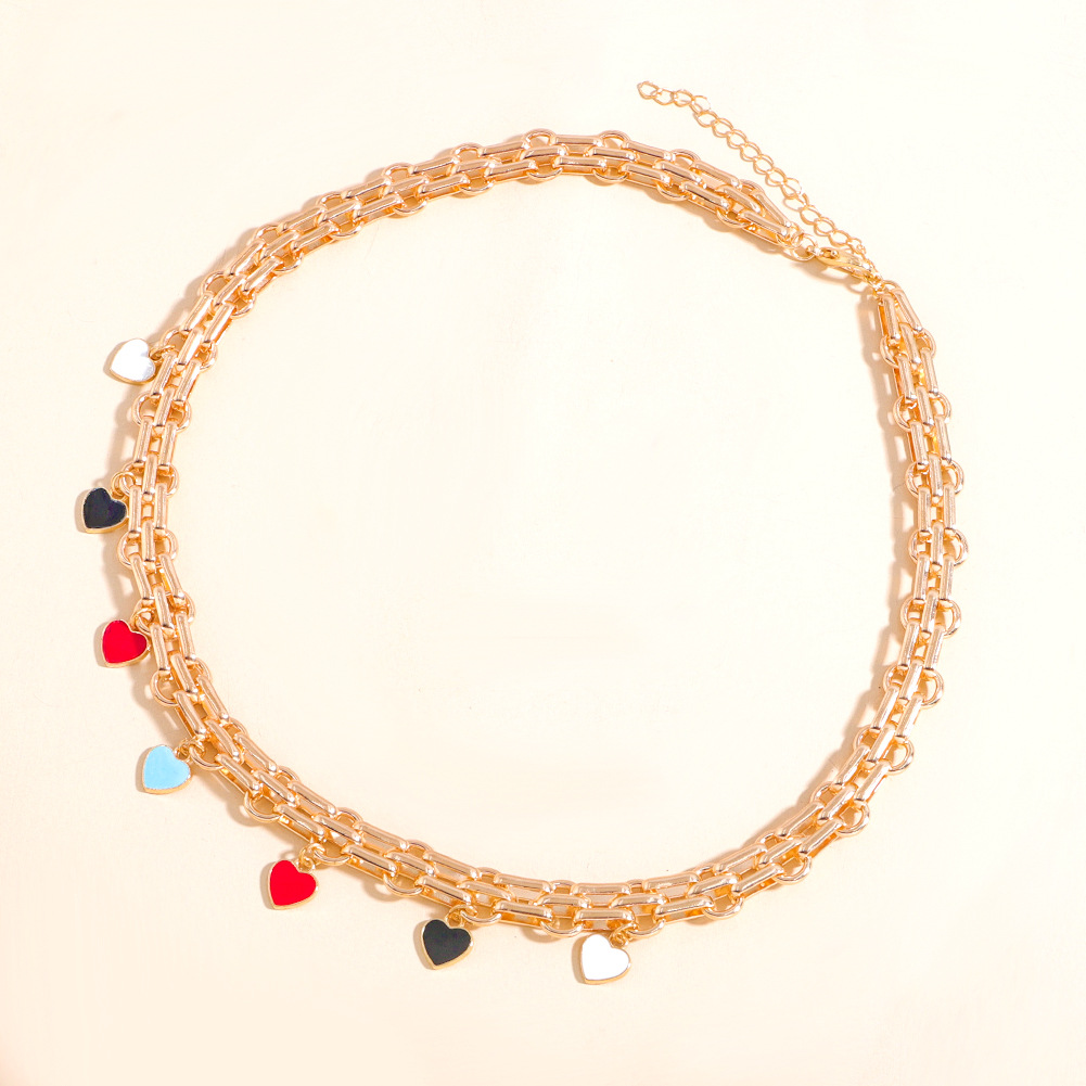 Farbe Liebe Anhänger Legierung Dicke Halskette Überzug Gold Halskette Mode display picture 6